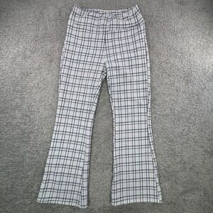 Angel Cult Black White Plaid Flare Pants High Waisted Stretch Leggings Size L